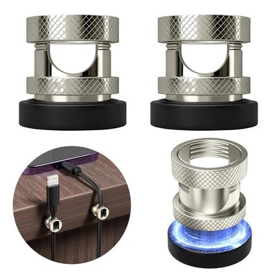 Maveek Metal Magnetic Cord Holder, Magnet Cable Clips Stainless 4Pcs, Silvery 