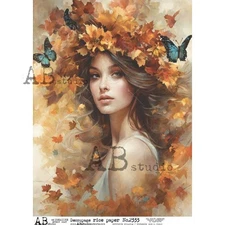 Fall Girl | A4 Rice Paper | Paper for Decoupage | AB Studios