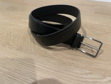 DEFECTIVE Prada Leather Belt Black 9538 Silver Buckle Made In Italy G3D