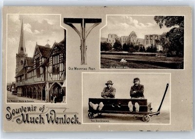 51044321 - Much Wenlock Old Market House, Kirche, Old Whipping Post, The Old