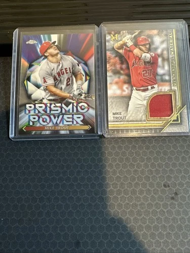 Mike Trout Anaheim Angels 2 Card Raw Lot Topps Chrome Museum Meaningful /25