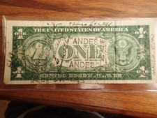 WWII ANDES Flight Short Snorter 1935-A $1 Silver Certificate Signed March 5 1943