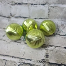 Vickerman 3" Traditional Plastic Ball Ornament  Ribbed in Shinny Green Set of 4
