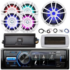 JVC Single-DIN Boat Radio, 4x 6.5" Speakers, 10" Subwoofer, 2-Channel Amplifier