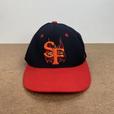 Vintage Zephyr Fitted Hat 7 1/4 Santa Fe Flames Logo Black Red Cap Wool Blend