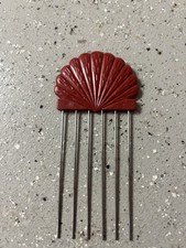 VTG Clam Shell Shape Burgandy Hair Pin Comb Retro MCM Hong Kong