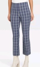 Women's Cropped Kick Flare Pull-On Pants - A New Day Navy plaid size 8
