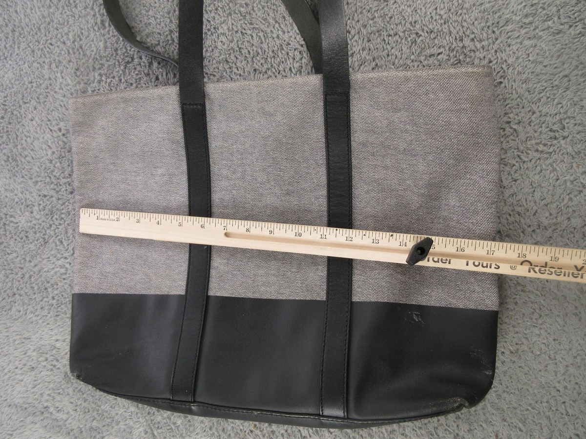 Everlane Tote Bag Womens Large Gray Canvas Leather Zip Shoulder Purse Colorblock View 6