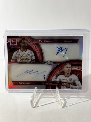 Xavi Simons & Enzo Millot Topps 2024/25 Chrome Dual Autographed Card /75 #DA-SM