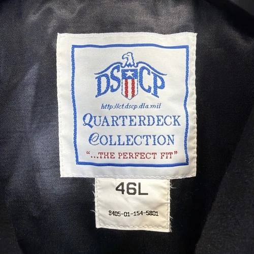 US Navy Issued Peacoat Military Authentic DSCP Thick Wool Men 46 L Black USN image 7