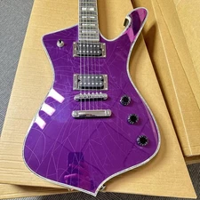 ShipUS IBZ Iceman Paul Stanley Purple Broken Mirror Electric Guitar Fixed Bridge