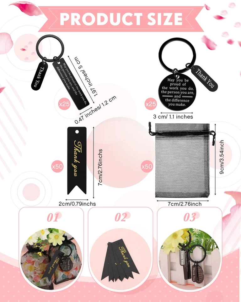 150 Pcs Employee Thank You Gifts Bulk Appreciation Gift Keychain for Coworker... - Image 2 of 4