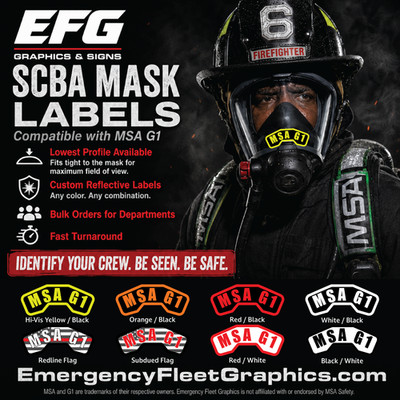 Custom MSA G1 SCBA Compatible Firefighter Reflective Mask Name Labels Sticker
