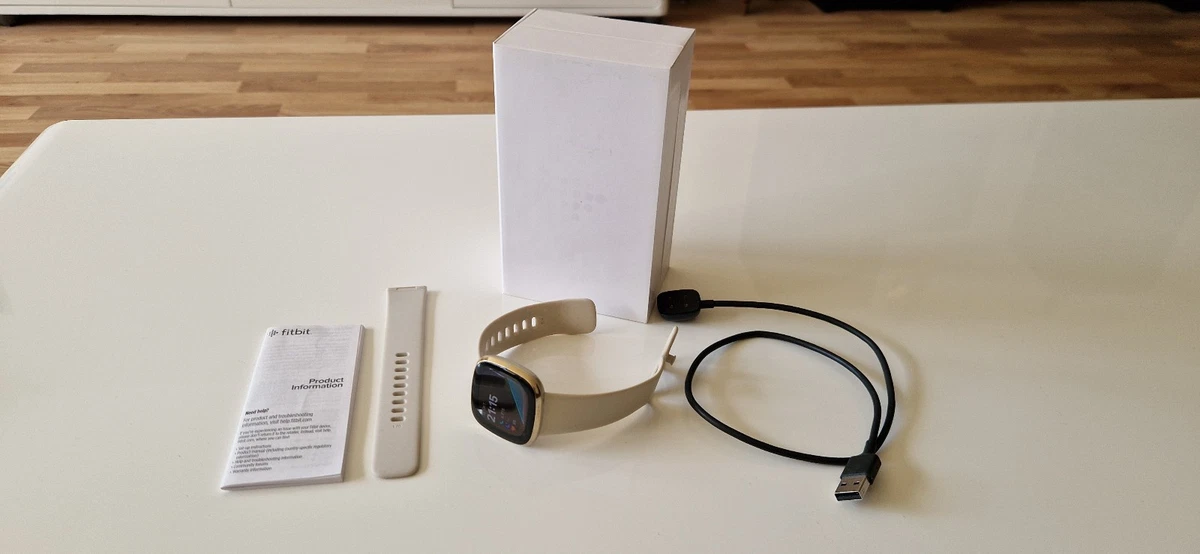 Fitbit Sense FB 512 - Mondweiß / Edelstahl Softgold Fitness Smart
