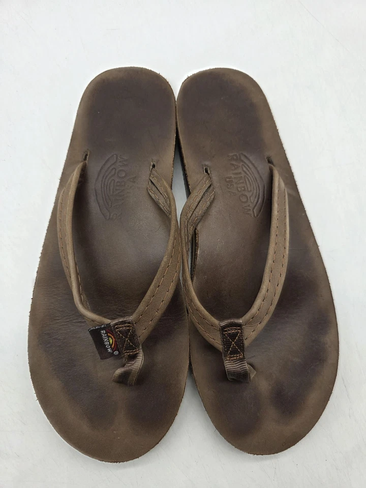 Rainbow Sandals Leather Flip Flops Shoe Women s Brown Thong Beach Casual Comfort - Image 3 of 4