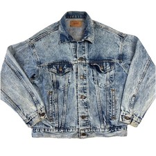 Vtg 1980s Levi's 70507-0219 Acid Wash Blue Jean Denim Men's Trucker Jacket L/M