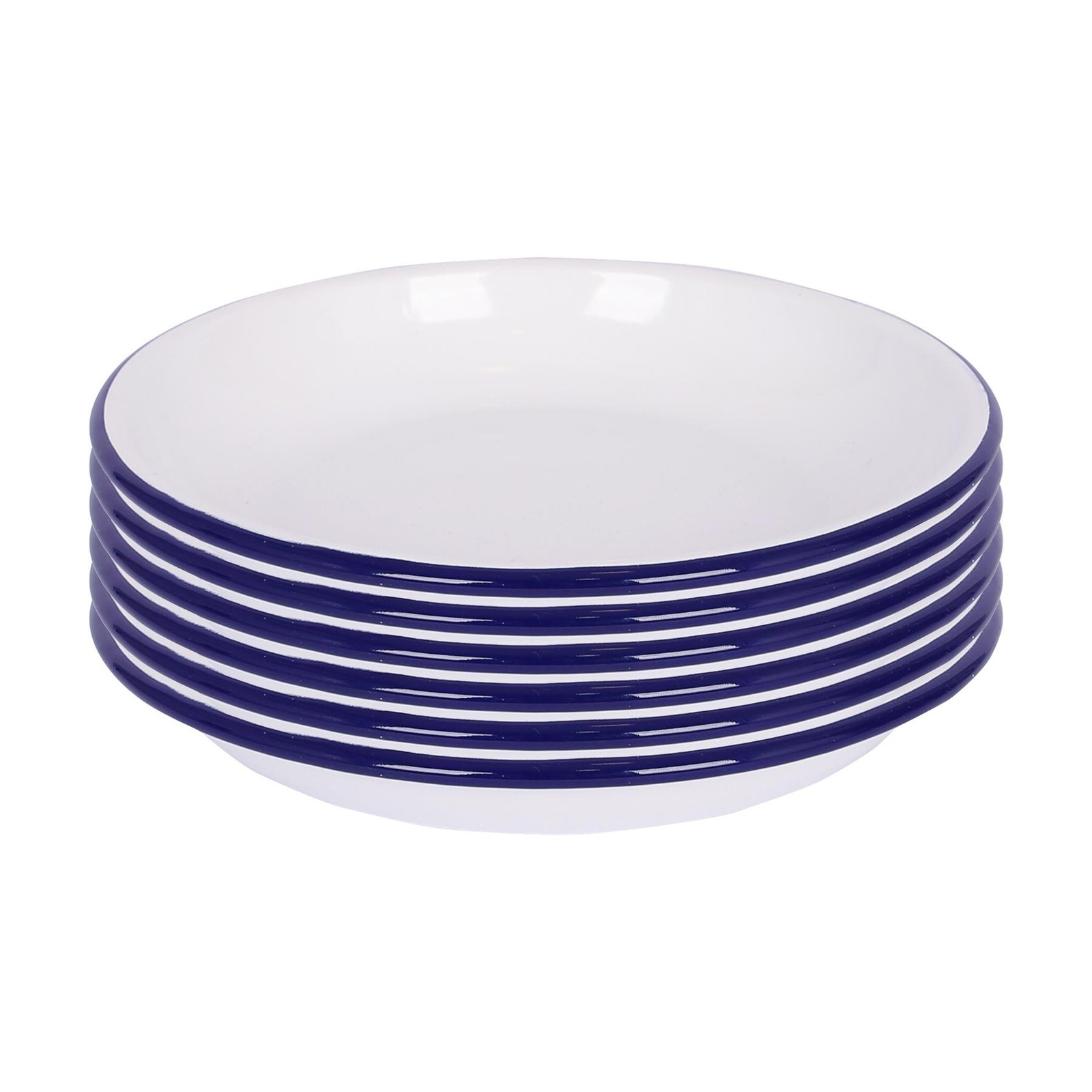 B&Q -  White Enamel Pasta Bowls20CmBluePack Of 6 - Image 3