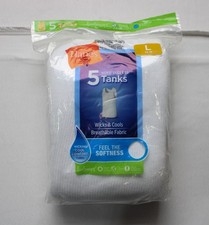 Hanes Boy's 5 Pack Cotton Tagless Breathable Tank Tops JK5 White Large NWT