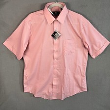 Givenchy Mens Striped Short Sleeve Button-Up Shirt Size 17 Pink Point Collar NWT