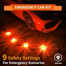 3pcMagnetic Flashing Road Flares Emergency Safety Warning Light Battery-Powered