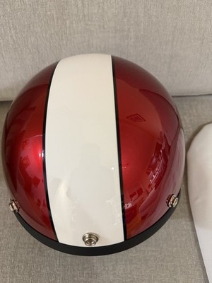 Biltwell Bonanza Le Racer Motorcycle Helmet - Vintage Style Red/White - Small