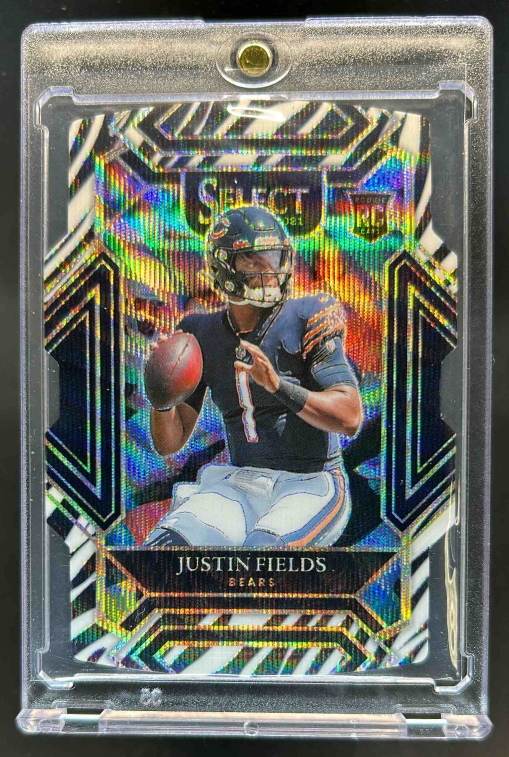 2021 Select Justin Fields Zebra Prizm Die Cut Club RC #250 Bears