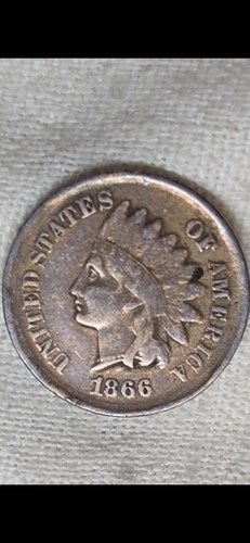 1866 Indian Cent Fine Details.  Old Cleaning.  Free Shipping.