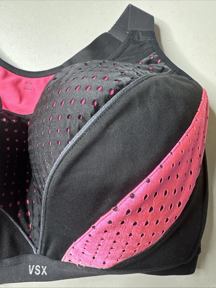 Victorias Secret VSX Knockout Sports Bra 38DDD Front Close Pink Black Underwir - Image 3 of 4