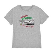 Star Wars Grogu Christmas Merry Force Be With You Kids T-Shirt Athletic Heather