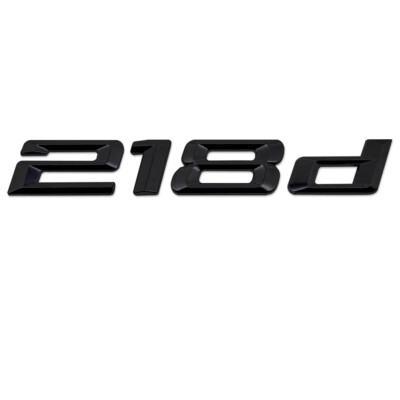 Glanz Schwarz 218d Heck Kofferraum Flach Auto Abzeichen Emblem Buchstabe Nummer für BMW