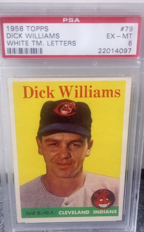 1958 58 Topps Dick Williams Vintage Baseball Card #79 Cleveland Indians PSA 6 