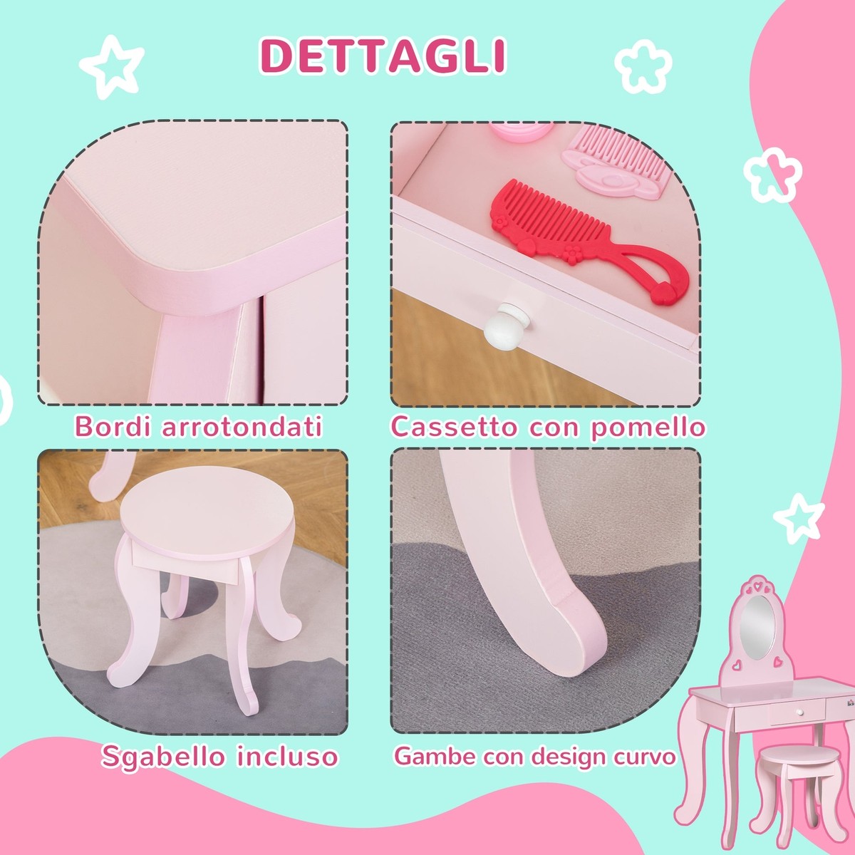 Set 6 Sottobicchieri Acrilici A Forma Di Spruzzo Rosa - Antiscivolo, Termoresistenti, Ecologici - 2