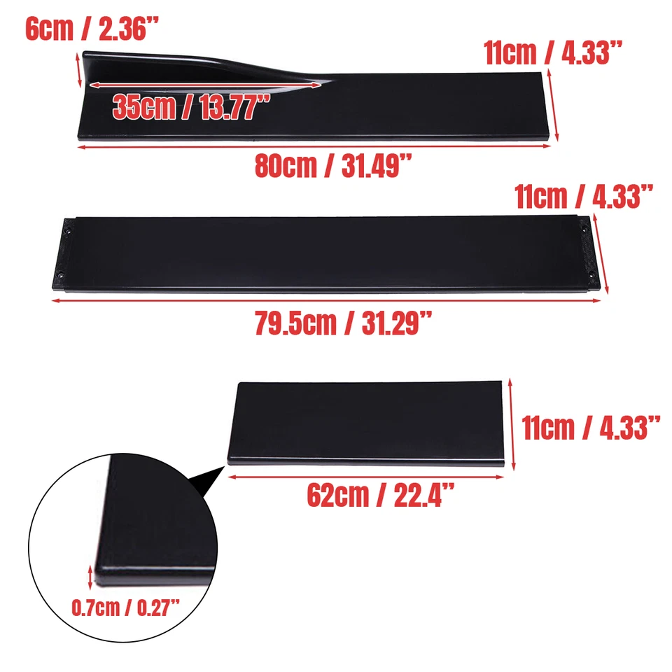 For Hyundai Sonata Sedan 2011-2023 86.6" Side Skirts Extension Glossy Black Foto 4 de 4