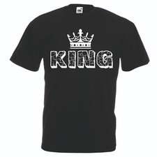 T-shirt maglia cotone uomo nera con scritta king corona