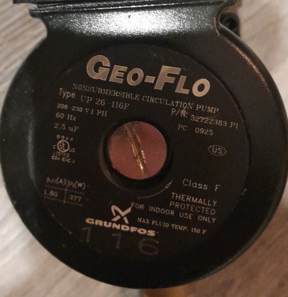 Grundfos GeoFlo Nonsubmersible Circulation Pump Type UP26116F eBay