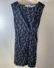 Loft Women's Petite S Black Sleeveless Floral Stretch Dress