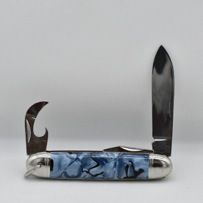 Richards Sheffield England 3 Blade Blue 3 5/8'' Multi Tool Scout Pocket Knife