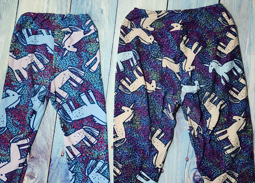 OS L/XL LuLaRoe Mommy and Me Leggings Unicorn Blue Purple Woman Kid Lot of 2 - Picture 2 of 4