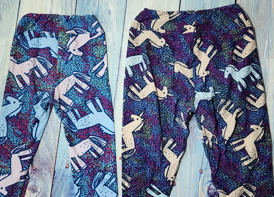 OS L/XL LuLaRoe Mommy and Me Leggings Unicornio Azul Púrpura Mujer Niño Lote de 2 Foto 2 de 4