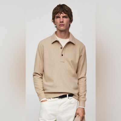 CHRISTIAN LACROIX Casual Long Sleeve Buttoned Beige Polo Shirt Size XL NEW