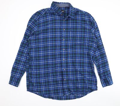 Arrow Herren blau kariert Baumwolle Knopfleiste Größe 2XL Kragen Knopf