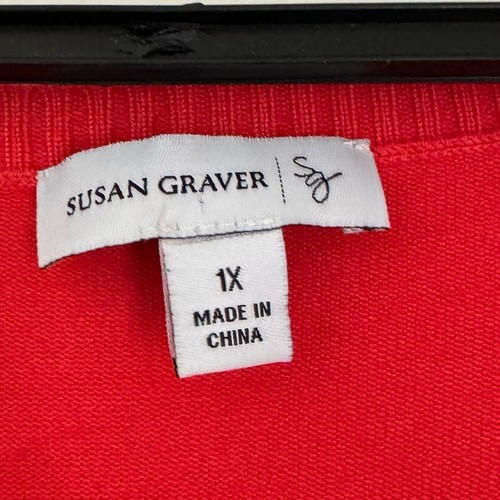 Susan Graver rosa Schlitzärmel U-Ausschnitt Kurzarm Tunika Top Größe 1X - Bild 6 von 6