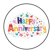 30 HAPPY ANNIVERSARY ENVELOPE SEALS LABELS STICKERS PARTY FAVORS 1.5" ROUND