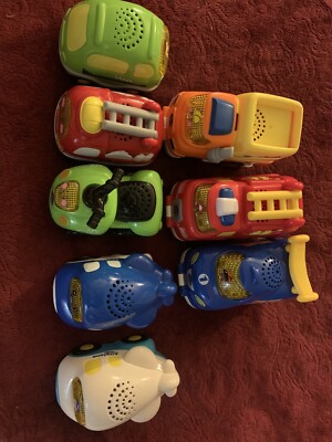 VTech Go Go Smart Wheels Lot Of 8 Fire & Dump Truck ATV Airplane Van Race Car