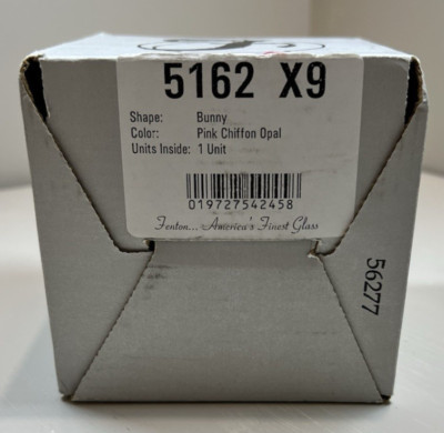 Fenton EMPTY Gray and Black Gift Box Sized and Labeled for Pink Chiffon Bunny