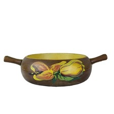 Vintage RobinHood Ware 1950's Hand-Painted Wood Serving Bowl Made In The USA