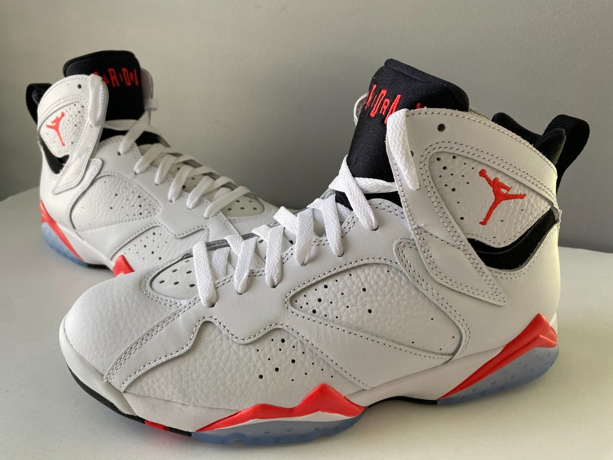 Men's 8 Nike Air Jordan VII 7 Retro White Infrared Crimson Red