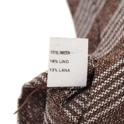 Cravate Homme Kiton 7 Plis Soie/laine/lin Rayures Blanches Sur Fond Rouge (NWOT)