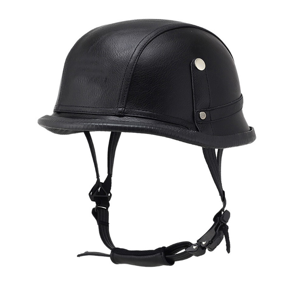 Vintage Leather Motorcycle Half Helmets Biker Cruiser Scooter Touring