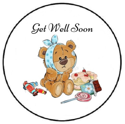 GET WELL SOON BEAR ENVELOPE SEALS LABELS STICKERS PARTY FAVORS
